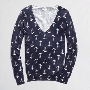 J. Crew navy blue sweater with anchor print Size Small